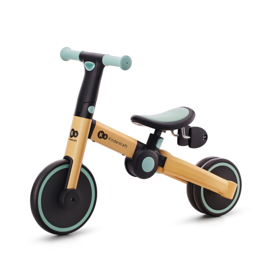 KINDERKRAFT - Balanscykel för barn 3i1 4TRIKE gul/mint