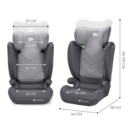 KINDERKRAFT - Bilbarnstol I-SPARK i-Storlek (100-150 cm) grå
