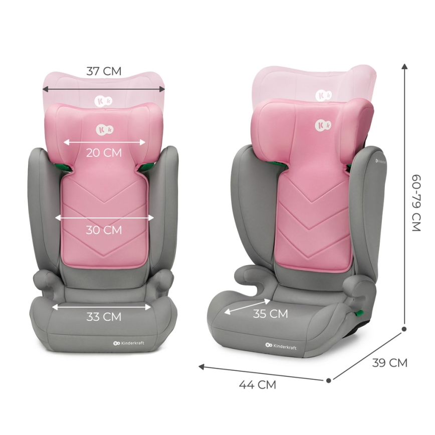 KINDERKRAFT - Bilbarnstol I-SPARK i-Storlek (100-150 cm) rosa