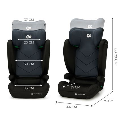 KINDERKRAFT - Bilbarnstol I-SPARK i-Storlek (100-150 cm) svart