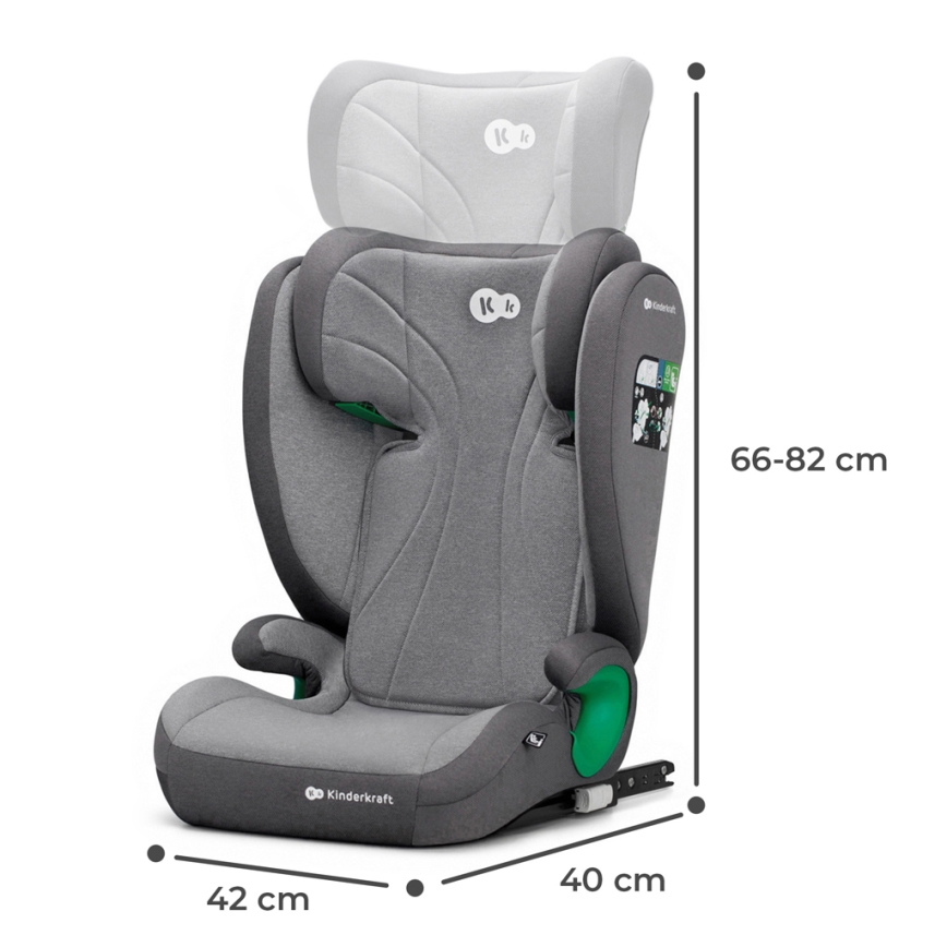 KINDERKRAFT - Bilbarnstol JUNIOR FIX 2 (100-150 cm) Raket grå