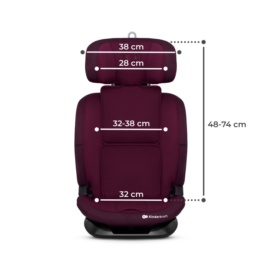 KINDERKRAFT - Bilbarnstol ONETO 3 i-Storlek (76-150 cm) + Isofix Cherry pearl