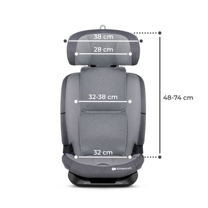 KINDERKRAFT - Bilbarnstol ONETO 3 i-Storlek (76-150 cm) + Isofix Cool grå
