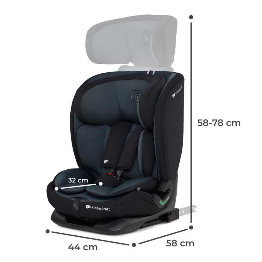 KINDERKRAFT - Bilbarnstol ONETO 3 i-Storlek (76-150 cm) + Isofix Graphite svart