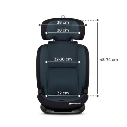 KINDERKRAFT - Bilbarnstol ONETO 3 i-Storlek (76-150 cm) + Isofix Graphite svart
