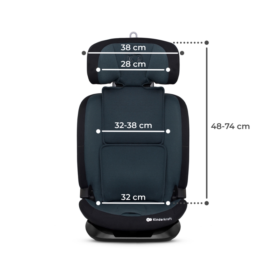 KINDERKRAFT - Bilbarnstol ONETO 3 i-Storlek (76-150 cm) + Isofix Graphite svart
