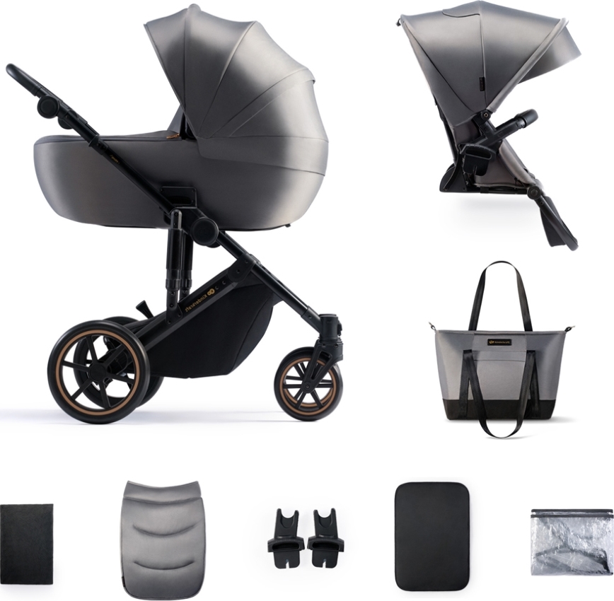 KINDERKRAFT - Kombinations barnvagn 2i1 PRIME 2 grå