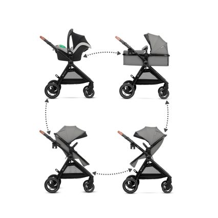 KINDERKRAFT - Kombinations barnvagn 3i1 ESME Moonlight grå + bilstol MINK PRO