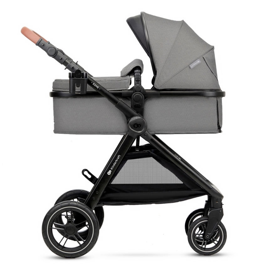 KINDERKRAFT - Kombinations barnvagn 3i1 ESME Moonlight grå + bilstol MINK PRO