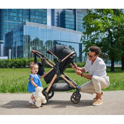 KINDERKRAFT - Kombinations barnvagn 3i1 ESME Pure svart + bilstol MINK PRO
