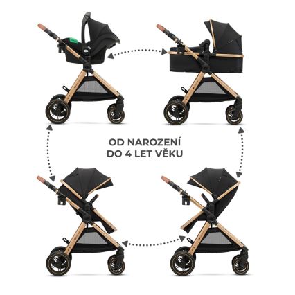 KINDERKRAFT - Kombinations barnvagn 3i1 ESME Pure svart + bilstol MINK PRO
