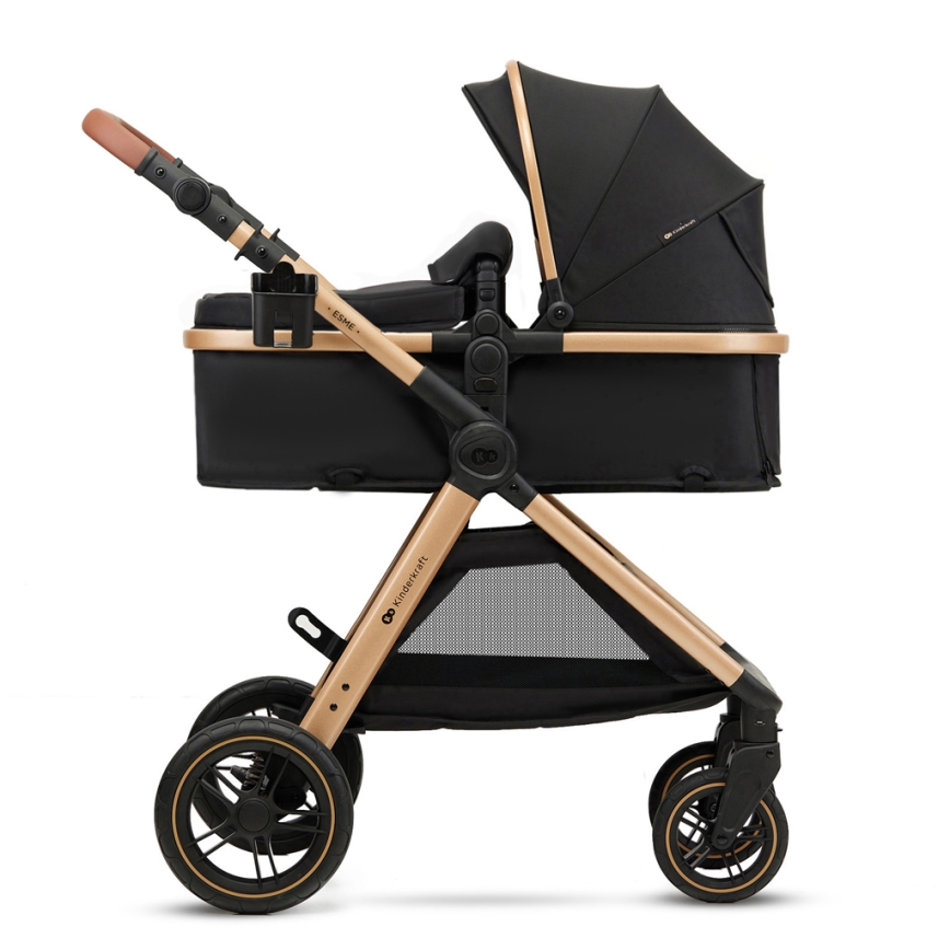 KINDERKRAFT - Kombinations barnvagn 3i1 ESME Pure svart + bilstol MINK PRO