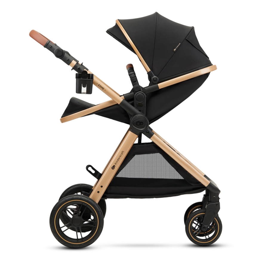KINDERKRAFT - Kombinations barnvagn 3i1 ESME Pure svart + bilstol MINK PRO
