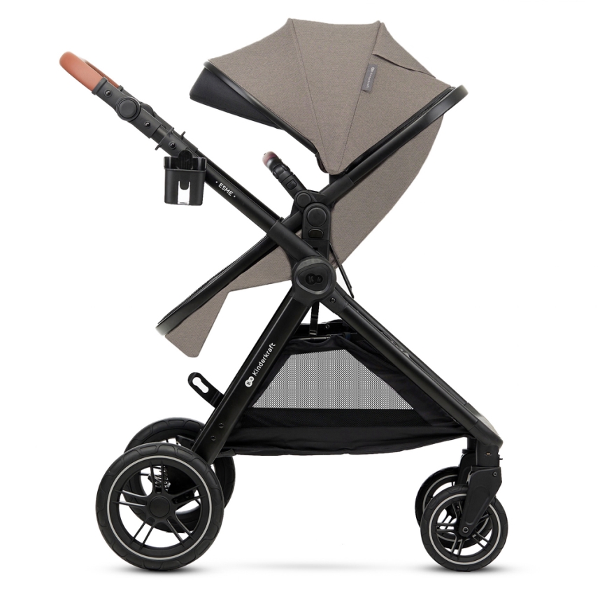 KINDERKRAFT - Kombinations barnvagn 3i1 ESME Sand beige + bilstol MINK PRO