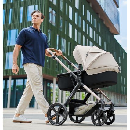 KINDERKRAFT - Kombinations barnvagn 3i1 MOOV 2 AIR Moonlight grå + bilstol MINK PRO