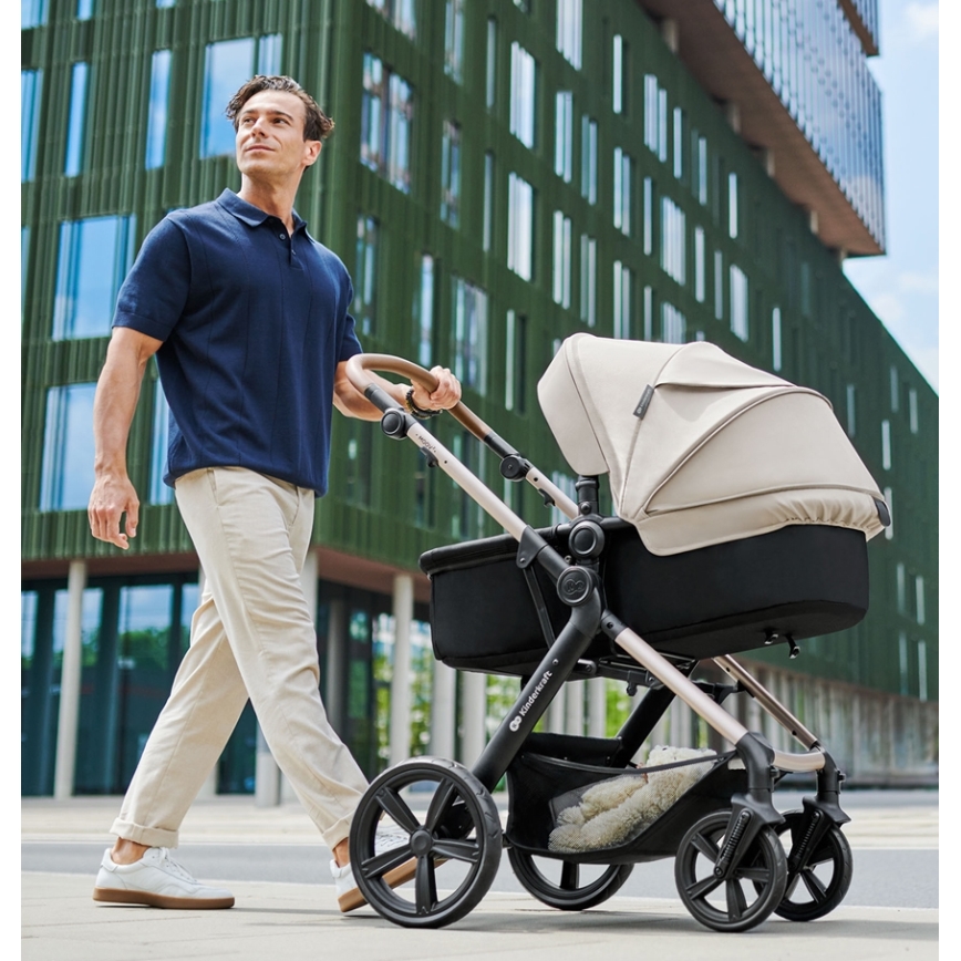 KINDERKRAFT - Kombinations barnvagn 3i1 MOOV 2 AIR Moonlight grå + bilstol MINK PRO