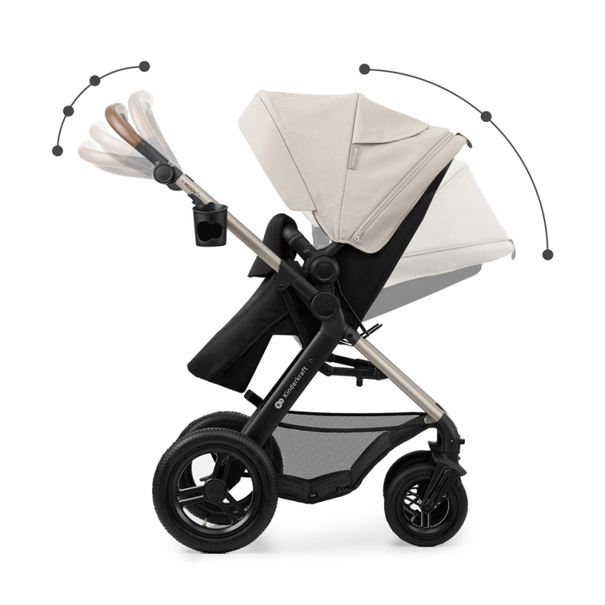 KINDERKRAFT - Kombinations barnvagn 3i1 MOOV 2 AIR Moonlight grå + bilstol MINK PRO