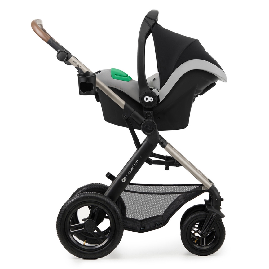 KINDERKRAFT - Kombinations barnvagn 3i1 MOOV 2 AIR Moonlight grå + bilstol MINK PRO