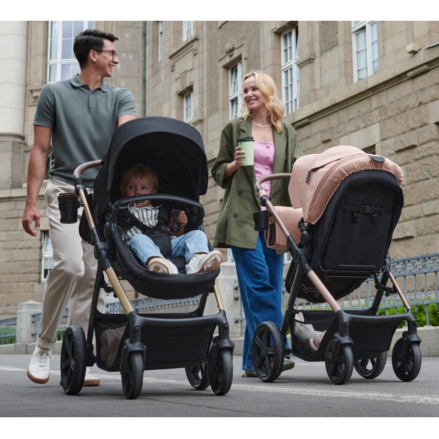 KINDERKRAFT - Kombinations barnvagn 3i1 MOOV 2 AIR Pure svart + bilstol MINK PRO