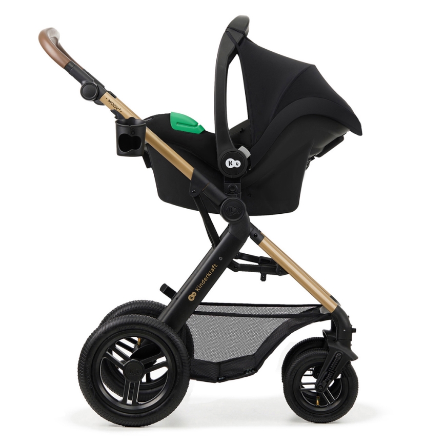 KINDERKRAFT - Kombinations barnvagn 3i1 MOOV 2 AIR Pure svart + bilstol MINK PRO
