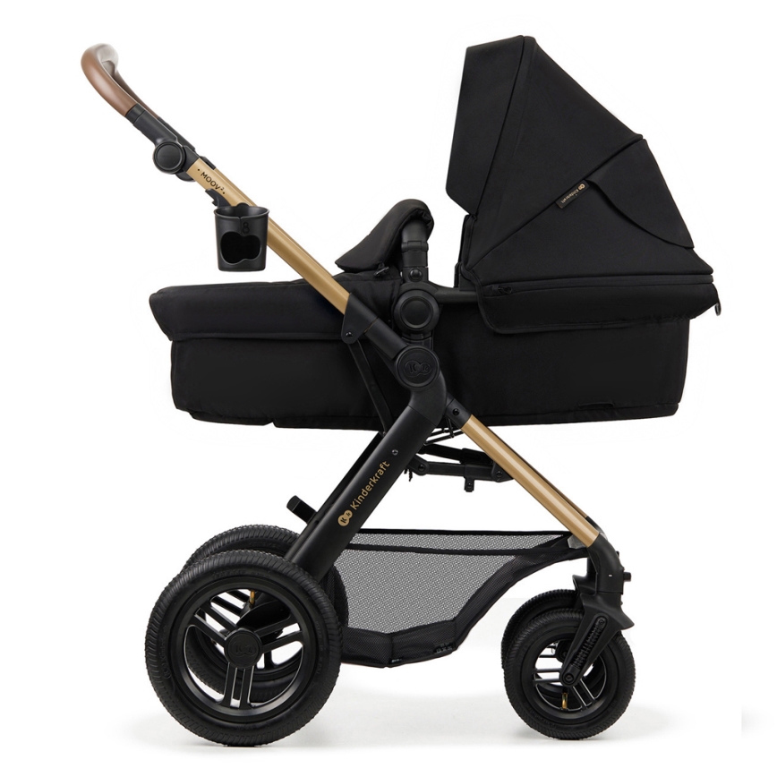 KINDERKRAFT - Kombinations barnvagn 3i1 MOOV 2 AIR Pure svart + bilstol MINK PRO