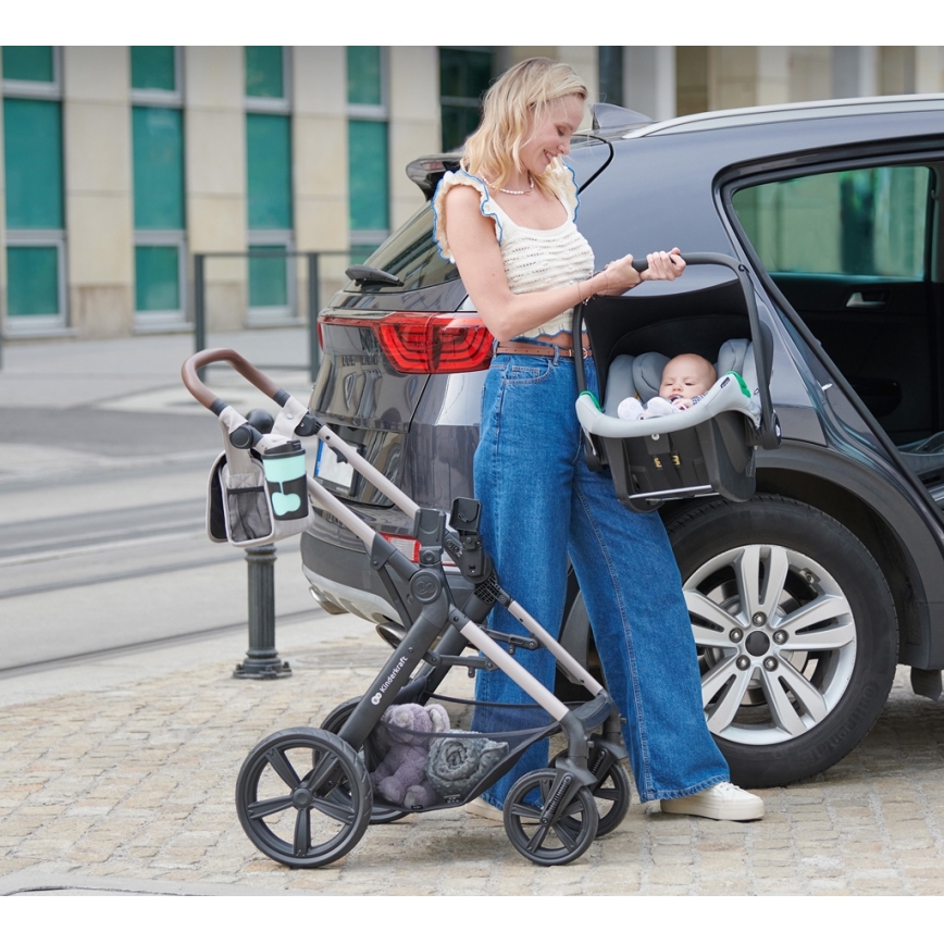 KINDERKRAFT - Kombinations barnvagn 3i1 MOOV 2 AIR Sand beige + bilstol MINK PRO