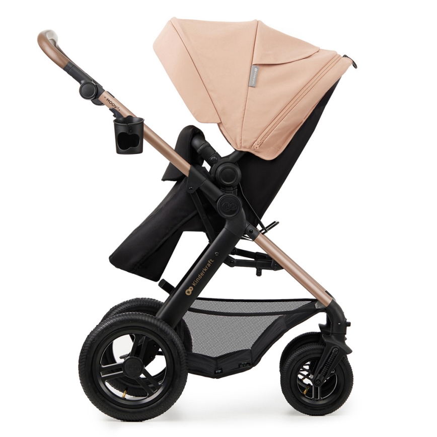 KINDERKRAFT - Kombinations barnvagn 3i1 MOOV 2 AIR Sand beige + bilstol MINK PRO