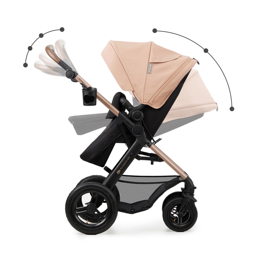 KINDERKRAFT - Kombinations barnvagn 3i1 MOOV 2 AIR Sand beige + bilstol MINK PRO