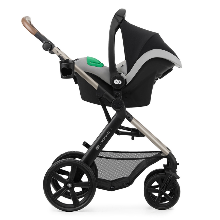 KINDERKRAFT - Kombinations barnvagn 3i1 MOOV 2 Moonlight grå + bilstol MINK PRO