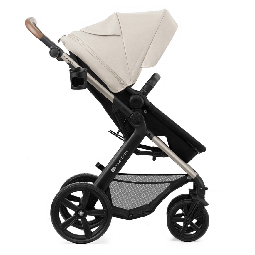 KINDERKRAFT - Kombinations barnvagn 3i1 MOOV 2 Moonlight grå + bilstol MINK PRO