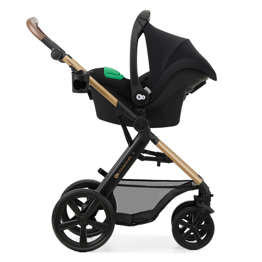 KINDERKRAFT - Kombinations barnvagn 3i1 MOOV 2 Pure svart + bilstol MINK PRO