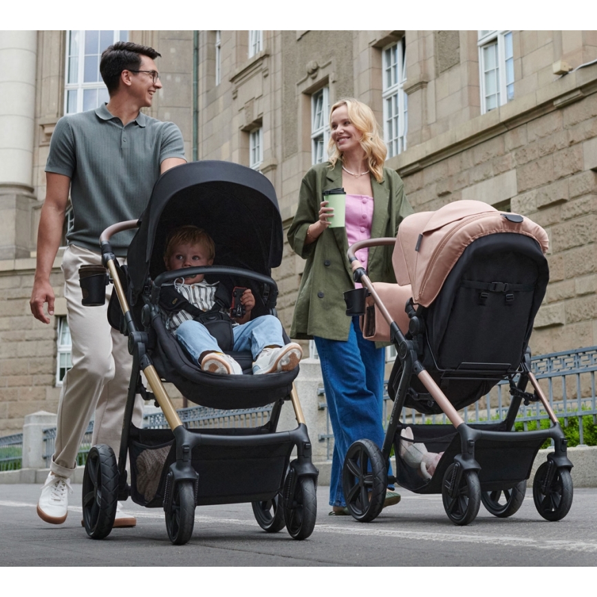 KINDERKRAFT - Kombinations barnvagn 3i1 MOOV 2 Sand beige + bilstol MINK PRO