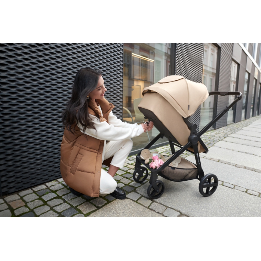 KINDERKRAFT - Kombinations barnvagn 3i1 NEWLY Sand beige + bilstol MINK PRO