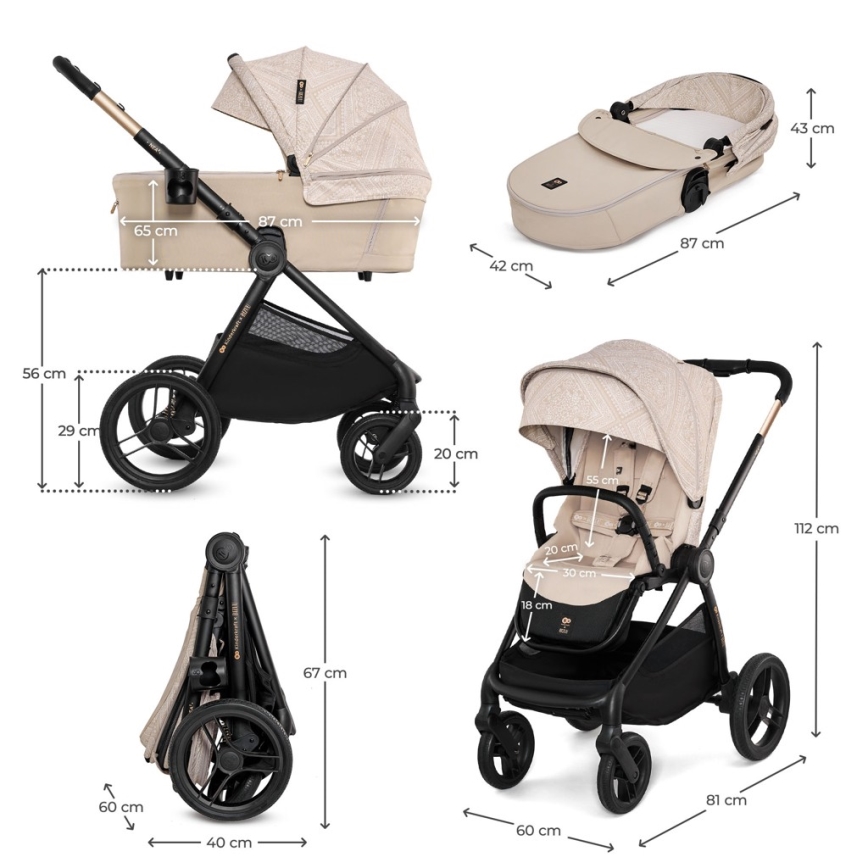 KINDERKRAFT - Kombinationsvagn 2-i-1 NEA 2 Dune Whisper Bizuu