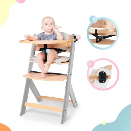 KINDERKRAFT - Matstol med klädsel ENOCK grå