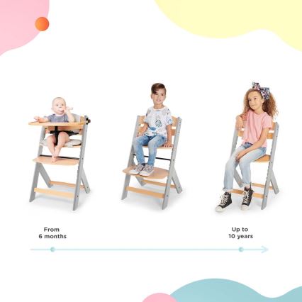 KINDERKRAFT - Matstol med klädsel ENOCK grå