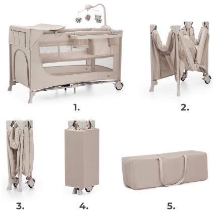 KINDERKRAFT - Resesäng JOY 2 med tillbehör beige