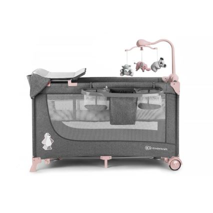 KINDERKRAFT - Resesäng JOY med tillbehör grå-PINK