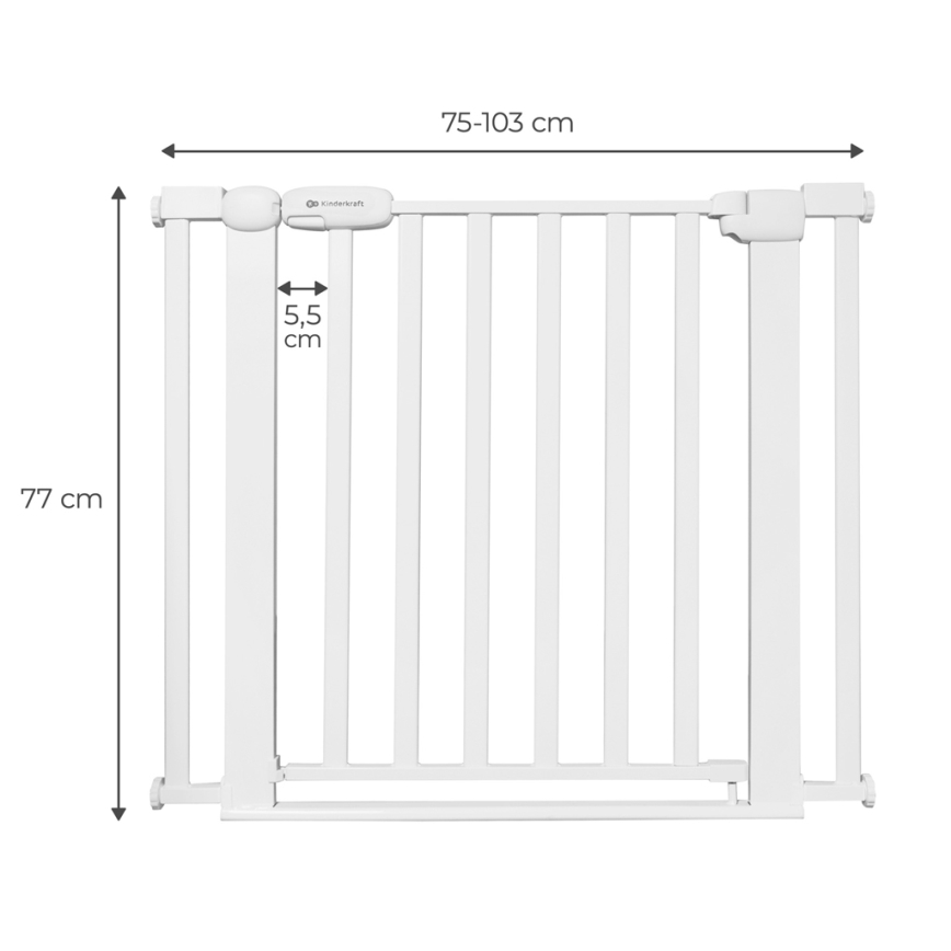 KINDERKRAFT - Säkerhetsbarriär LOCK&GO 75-103 cm vit