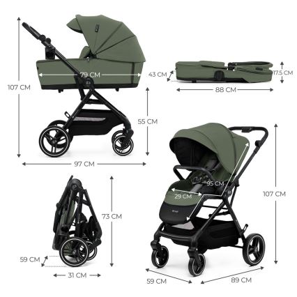 KINDERKRAFT SELECT - Sportvagn 2-i-1 YOXI Mystic green