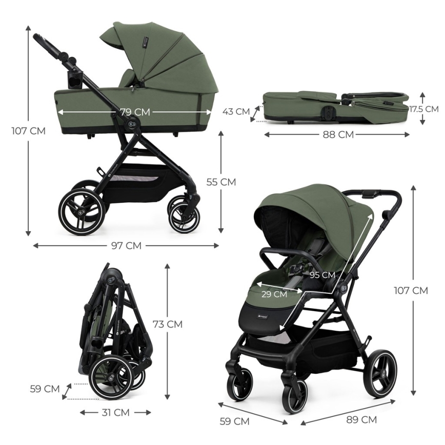 KINDERKRAFT SELECT - Sportvagn 2-i-1 YOXI Mystic green