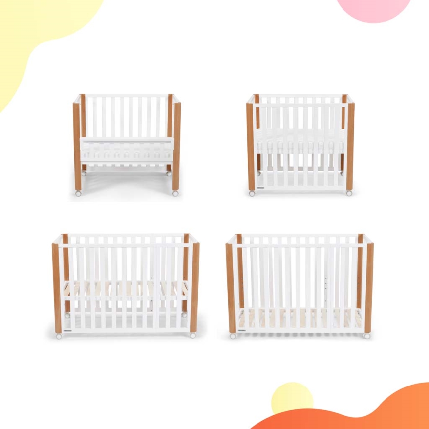 KINDERKRAFT SELECT - 4-i-1 spjälsäng KOYA Premium bok/furu
