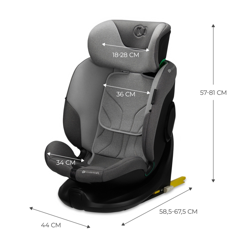 KINDERKRAFT SELECT - Bilbarnstol I-FIX (40-150 cm) Cool grå