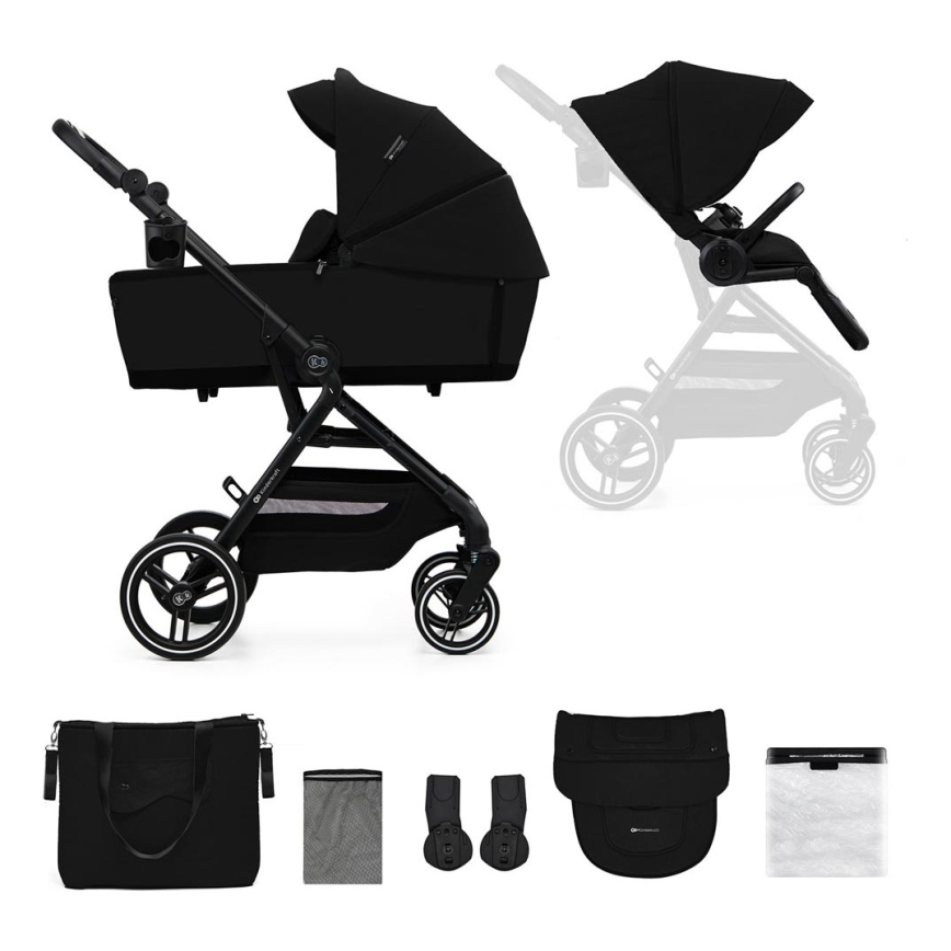 KINDERKRAFT SELECT - Kombinations barnvagn 2i1 YOXI Pure svart