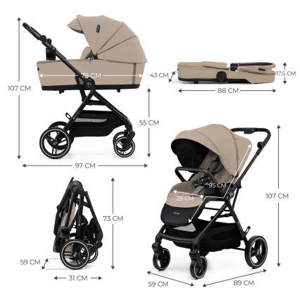 KINDERKRAFT SELECT - Kombinations barnvagn 2i1 YOXI Sand beige