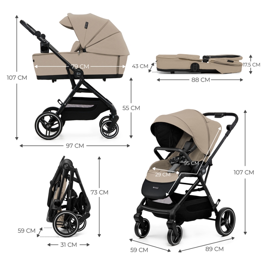KINDERKRAFT SELECT - Kombinations barnvagn 2i1 YOXI Sand beige