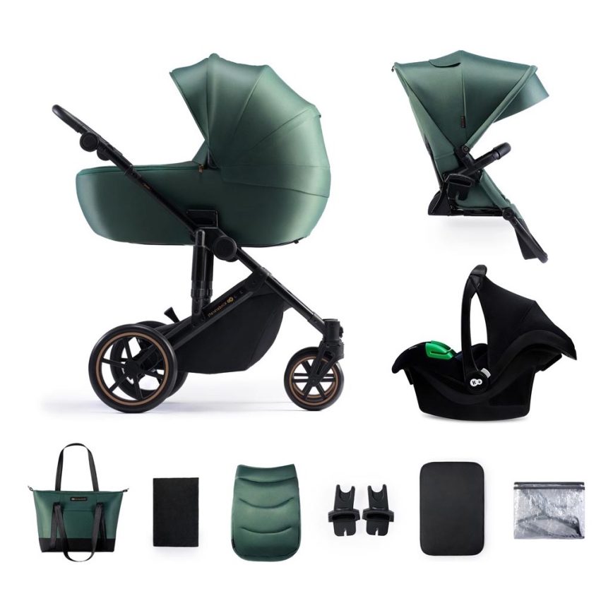KINDERKRAFT SELECT - Kombinations barnvagn 3i1 PRIME 2 Premium Dark grön + bilstol