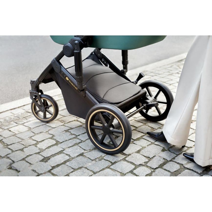 KINDERKRAFT SELECT - Kombinations barnvagn 3i1 PRIME 2 Premium Dark grön + bilstol