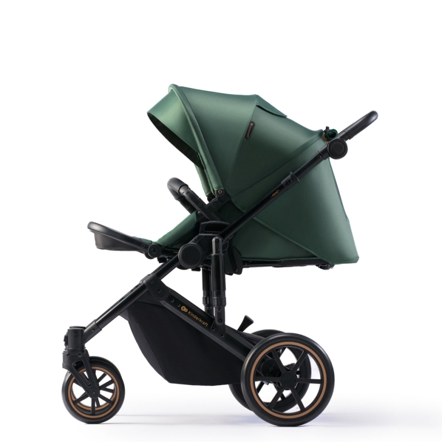 KINDERKRAFT SELECT - Kombinations barnvagn 3i1 PRIME 2 Premium Dark grön + bilstol