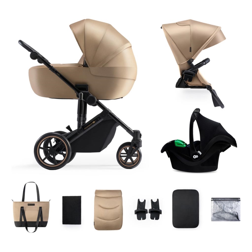 KINDERKRAFT SELECT - Kombinations barnvagn 3i1 PRIME 2 Premium Sandrose beige + bilstol